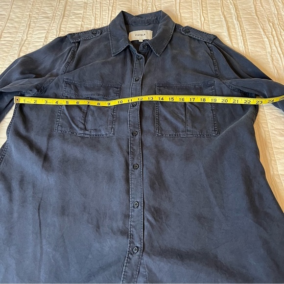 Pistola Revolve Button Down Blouse Top Long Sleeve Navy Blue SZ XXL - Picture 12 of 14